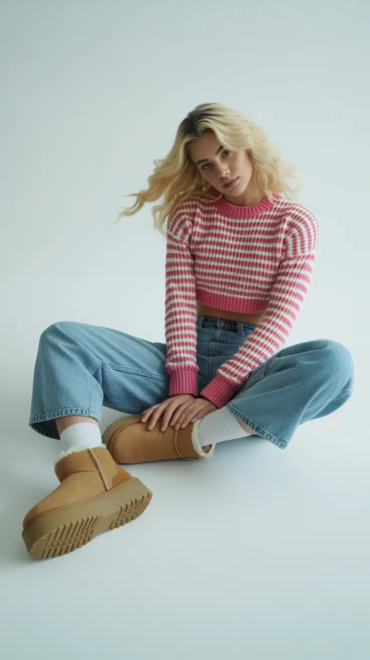 uggs outfit 2025 Retro Knit Meets Platform Power