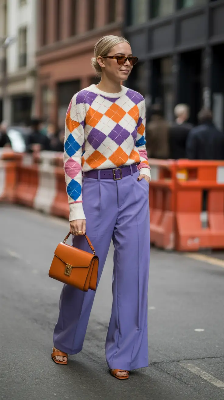 classy winter outfits 2025-2026 Playful Geometry With Power Color Blocking