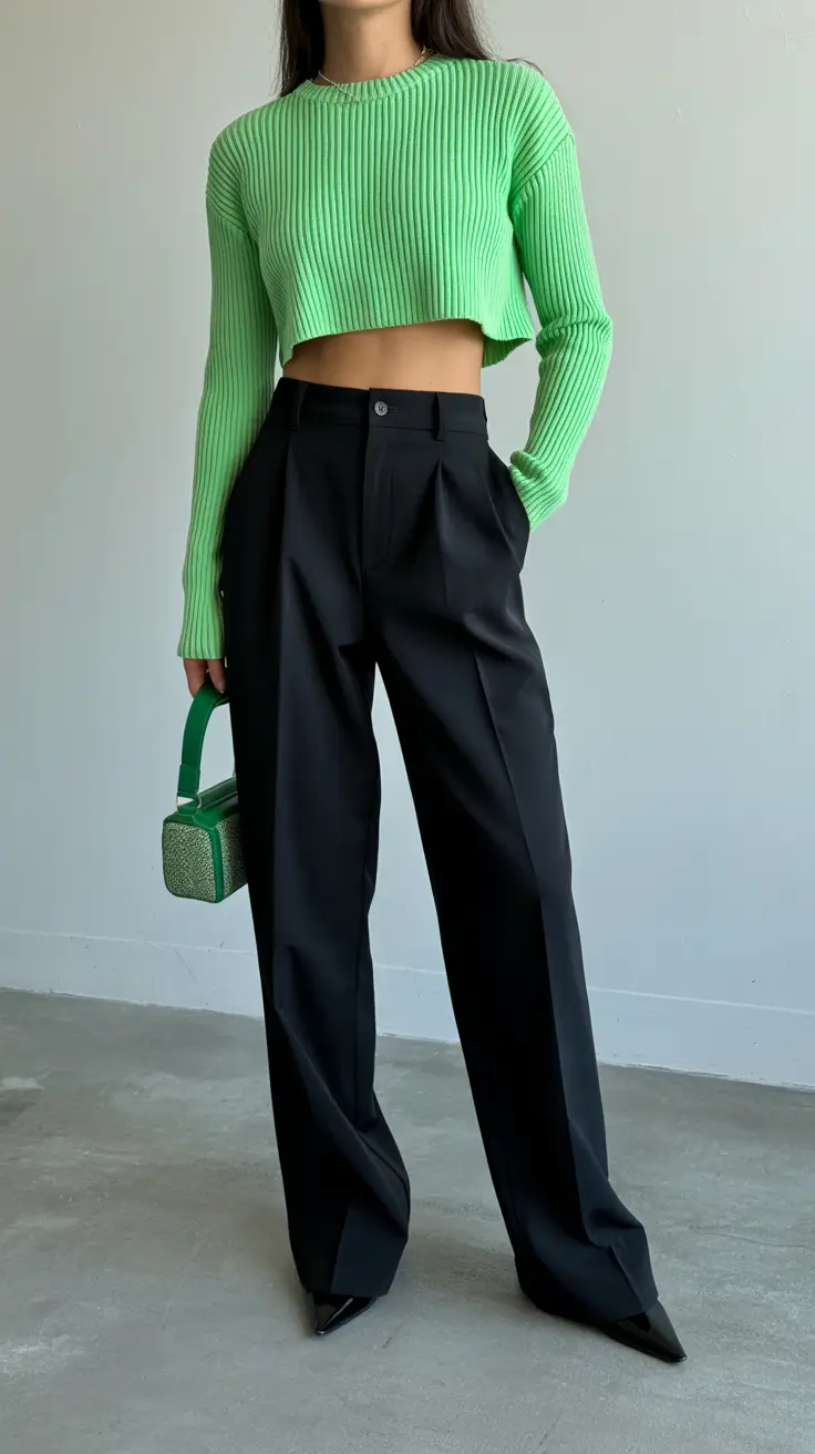 classy winter outfits 2025-2026 Neon Freshness With a Tailored Edge
