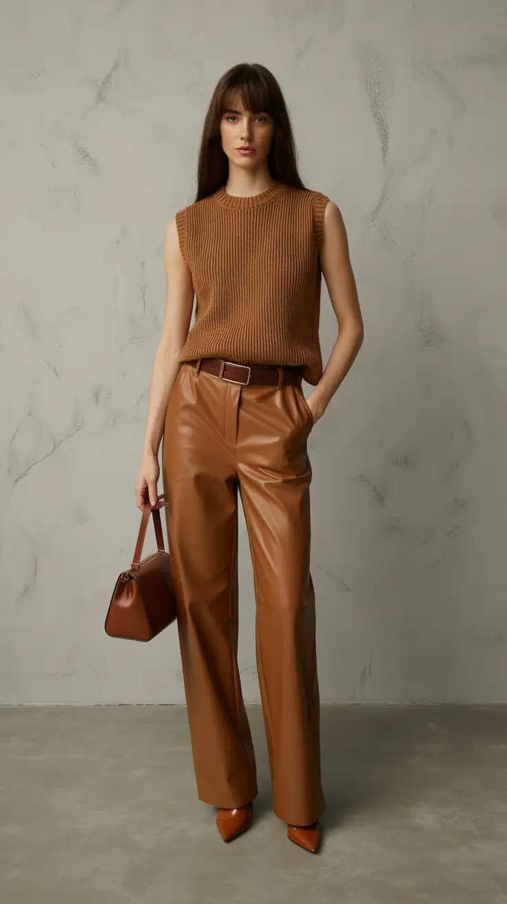 classy winter outfits 2025-2026 Caramel Tones With Understated Edge