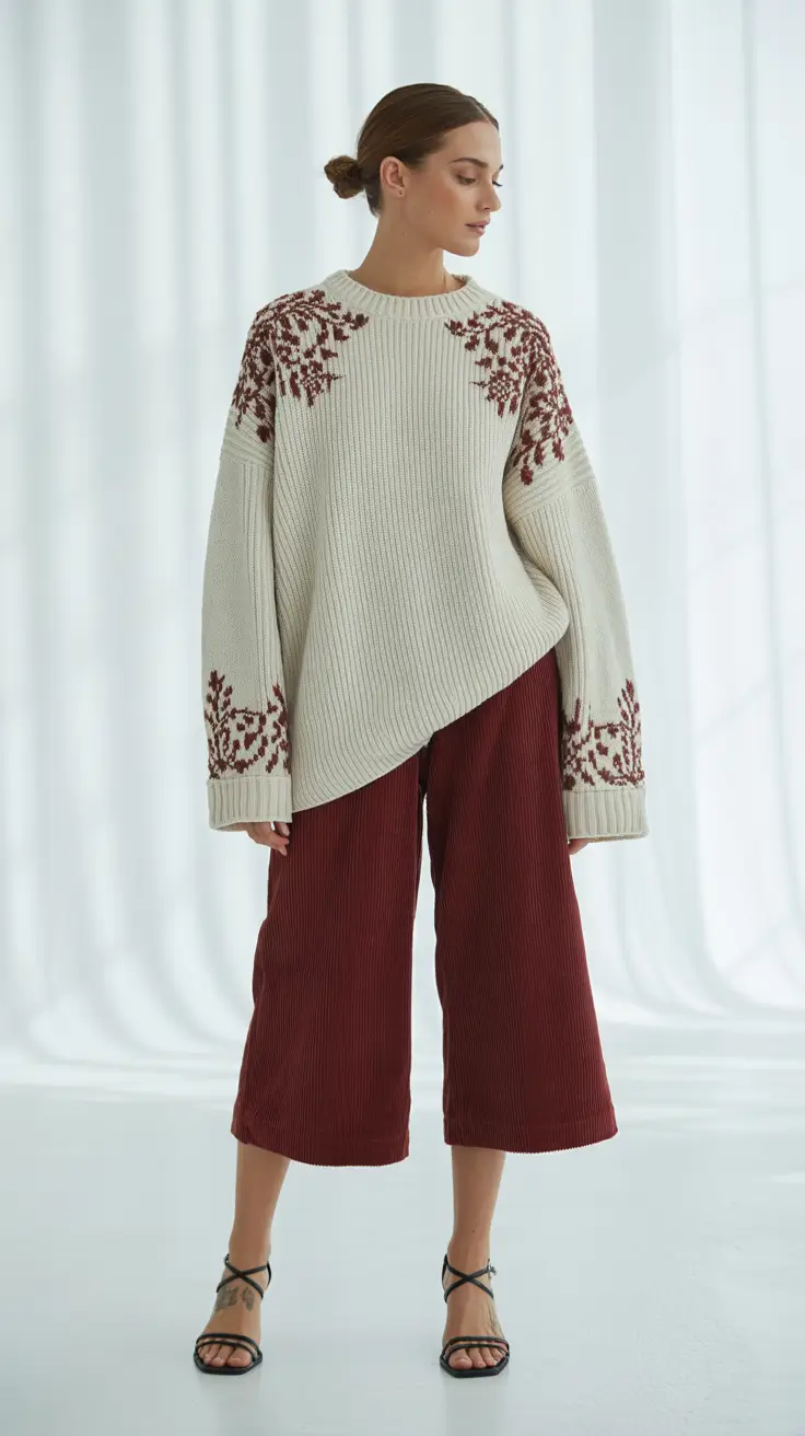 classy-winter-outfits-2025-2026-Asymmetrical-Sweater-Elegance-with-a-Nordic-Twist