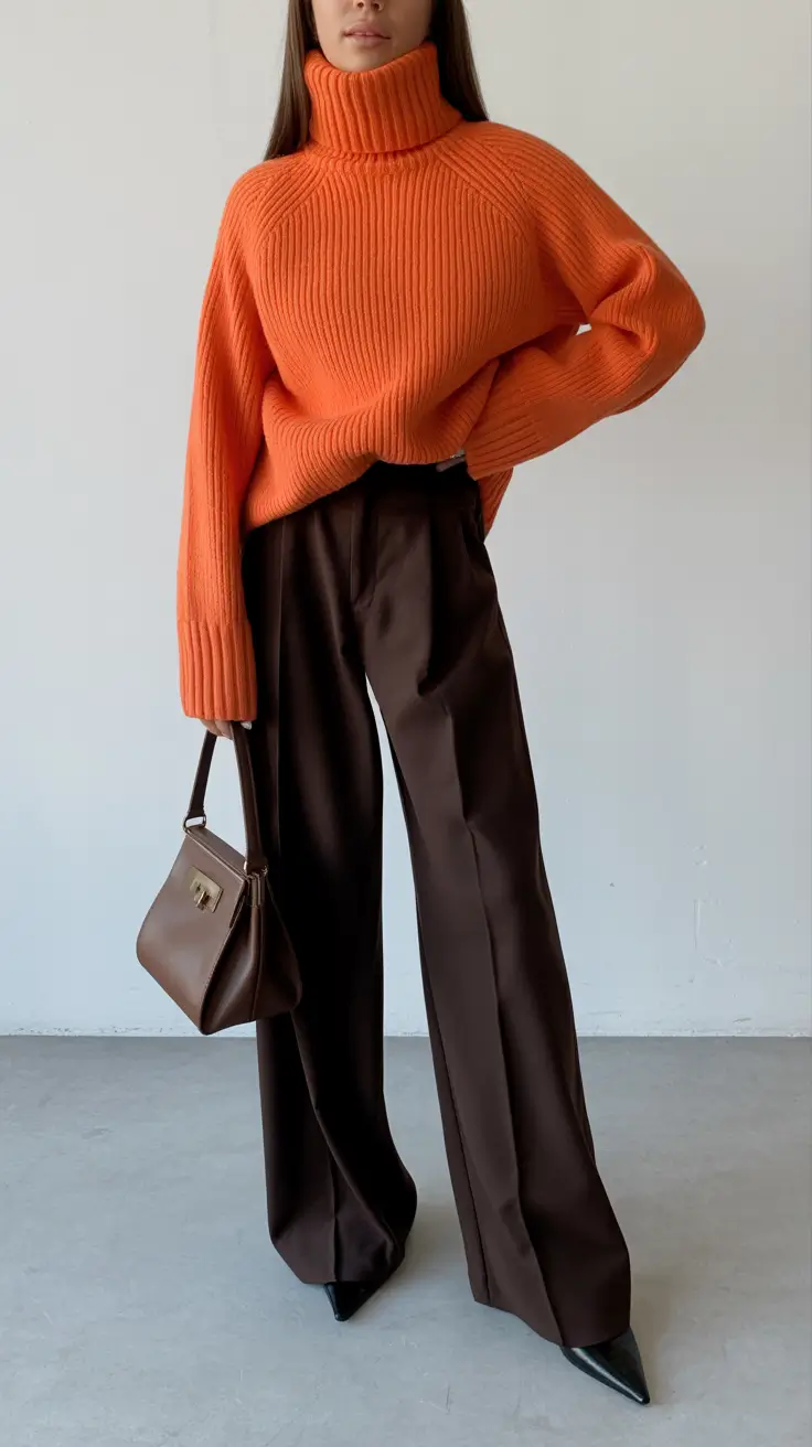classy winter outfits 2025-2026 Burnt Orange and Chocolate Tones Done Right