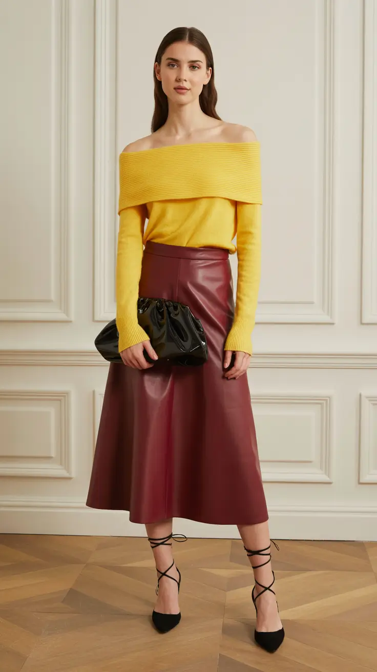 classy winter outfits 2025-2026 Saffron and Wine for a Radiant Holiday Twist