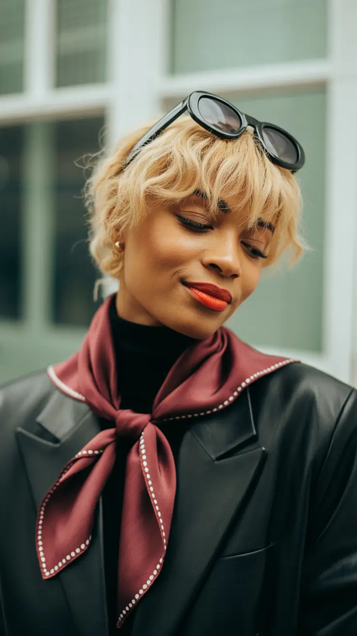 winter hair colors for black women 2025-2026 Golden Blonde Shag with Fringe