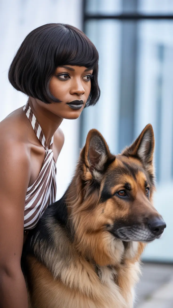 winter hair colors for black women 2025-2026 Classic Dark Bob with a Twist