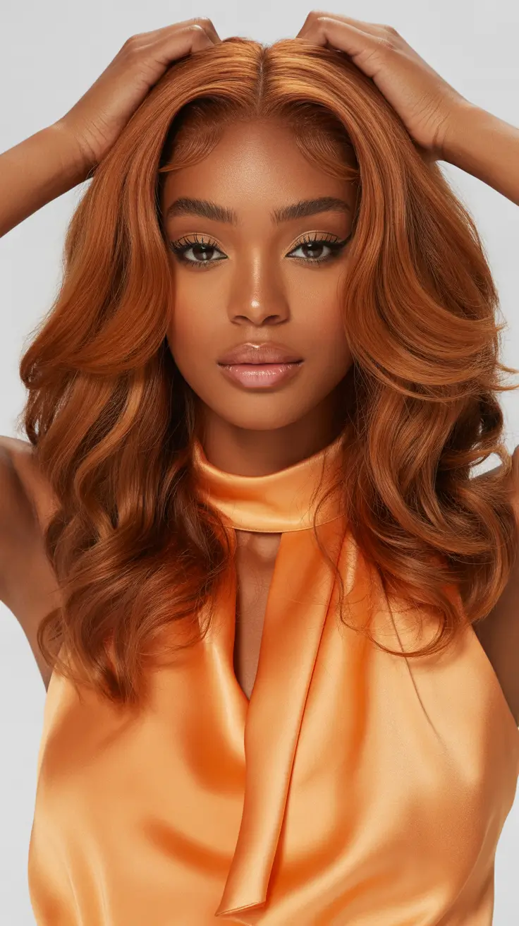 winter hair colors for black women 2025-2026 Copper Curls with Volume