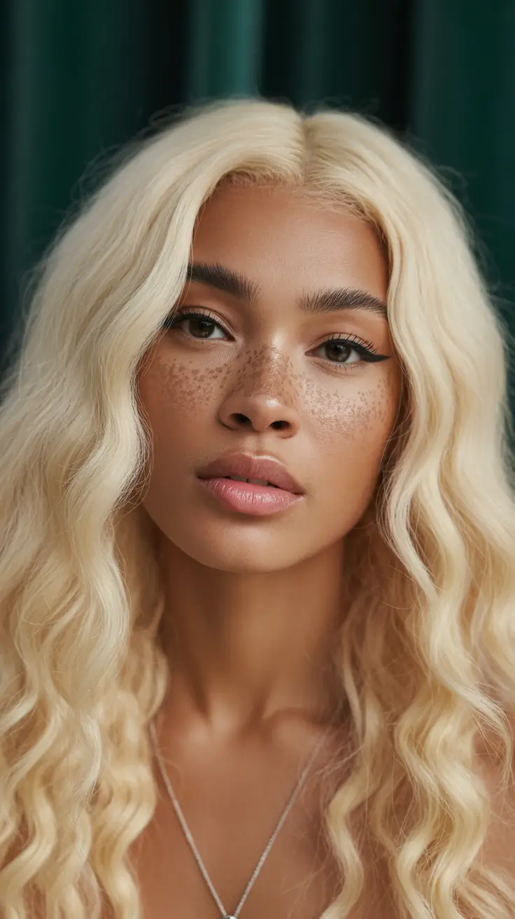 winter hair colors for black women 2025-2026 Platinum Blonde with Effortless Waves