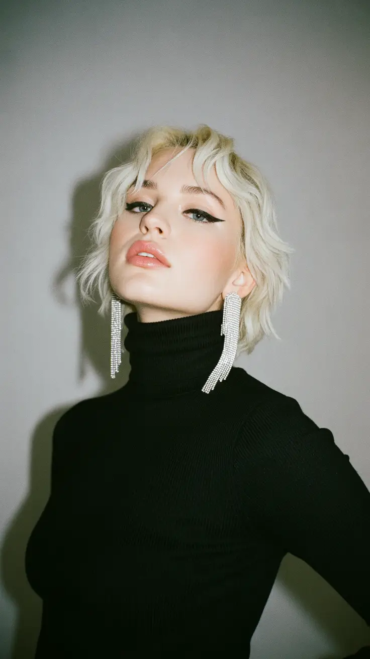 winter hair colors for blondes 2025-2026 Shaggy Platinum Waves