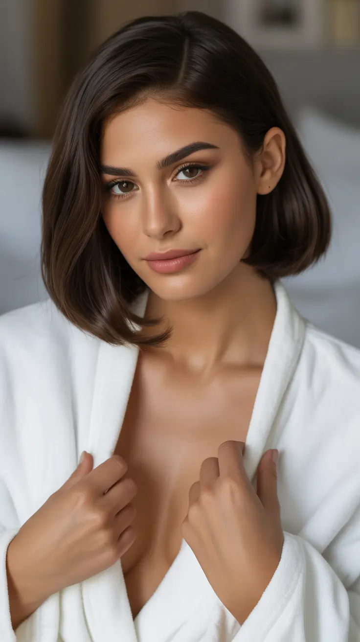winter hair colors for brown hair 2025-2026 Sleek Espresso Bob with Minimal Elegance