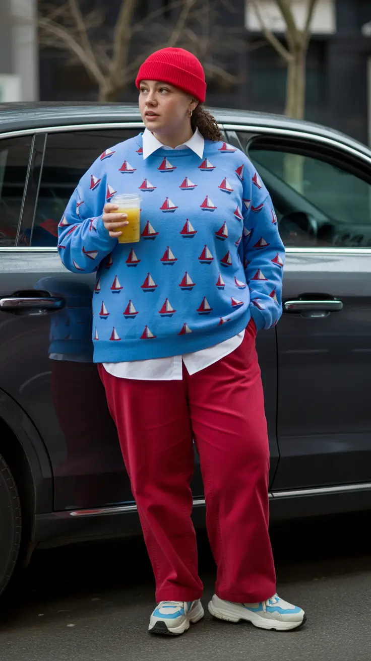 curvy winter outfits 2025-2026 Playful Preppy with Y2K Energy
