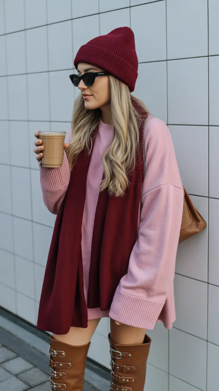 winter fashion inspo 2025 Muted Romance in Knit and Leather
