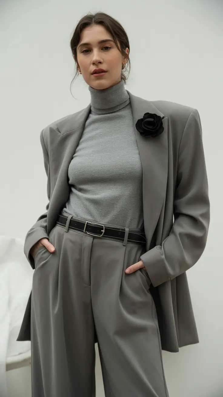 nyc winter outfits 2025-2026 Monochrome Grey with a Sharp Edge