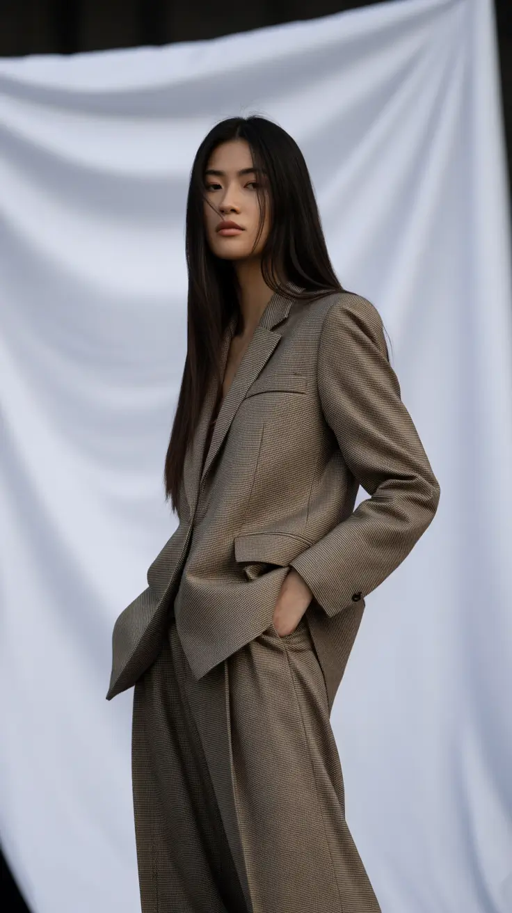 nyc winter outfits 2025-2026 Tailored Check Suit