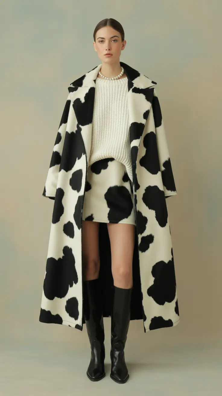 nyc winter outfits 2025-2026 Bold Monochrome Print Statement