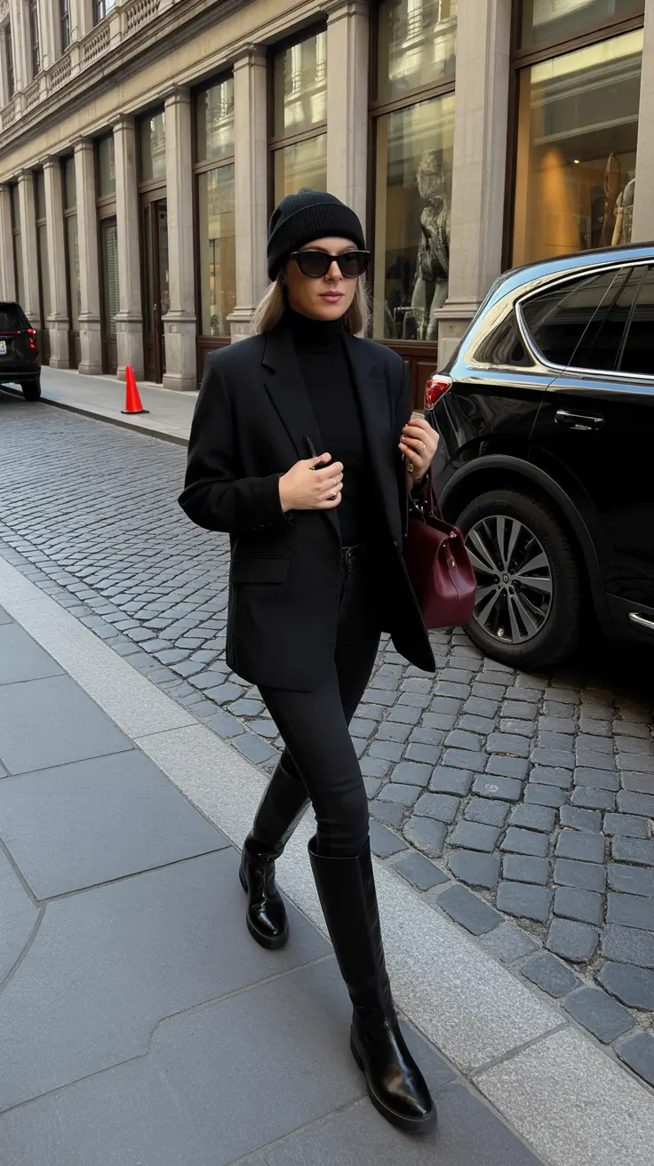 winter fits 2025-2026 Monochrome Noir Energy