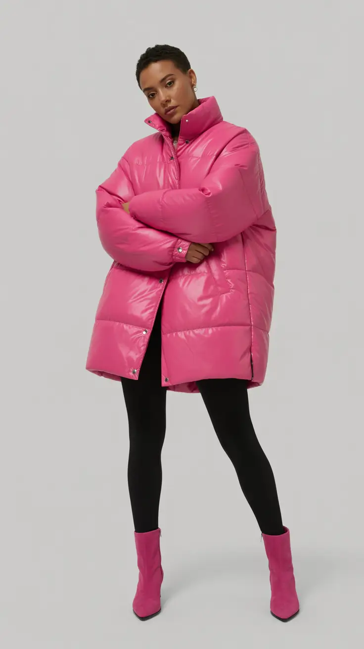 winter fits 2025-2026 Barbiecore Pink with Sleek Contrast