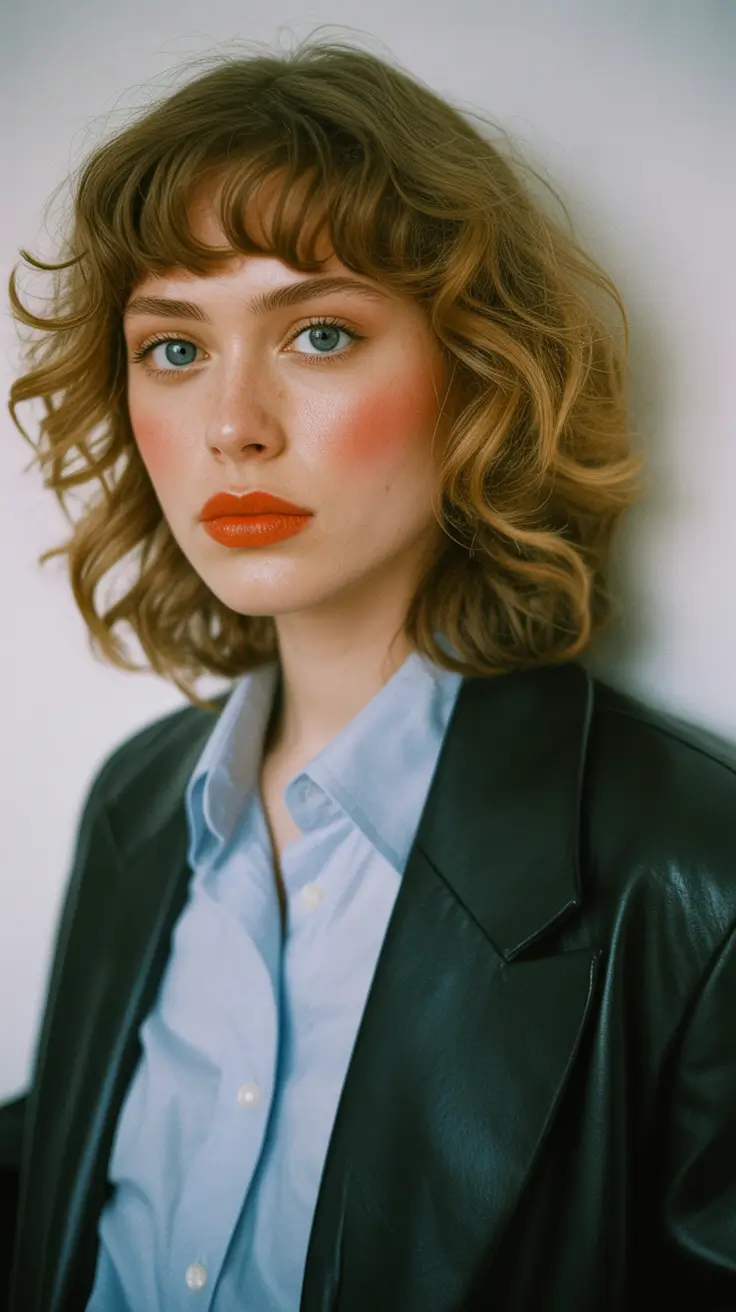 winter hair colors for brunettes 2025-2026 Curly Bob with Warm Honey Lights
