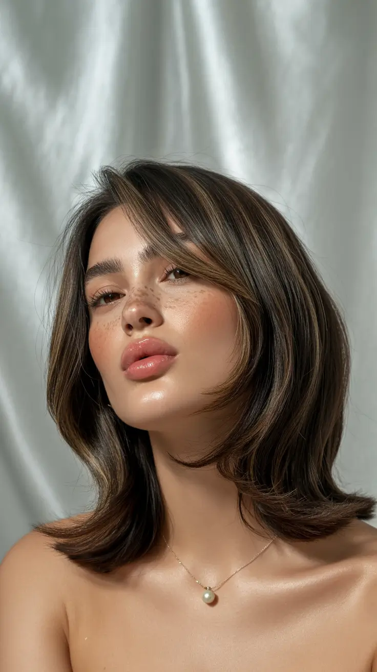 winter hair colors for brunettes 2025-2026 Polished Shoulder-Length Layers