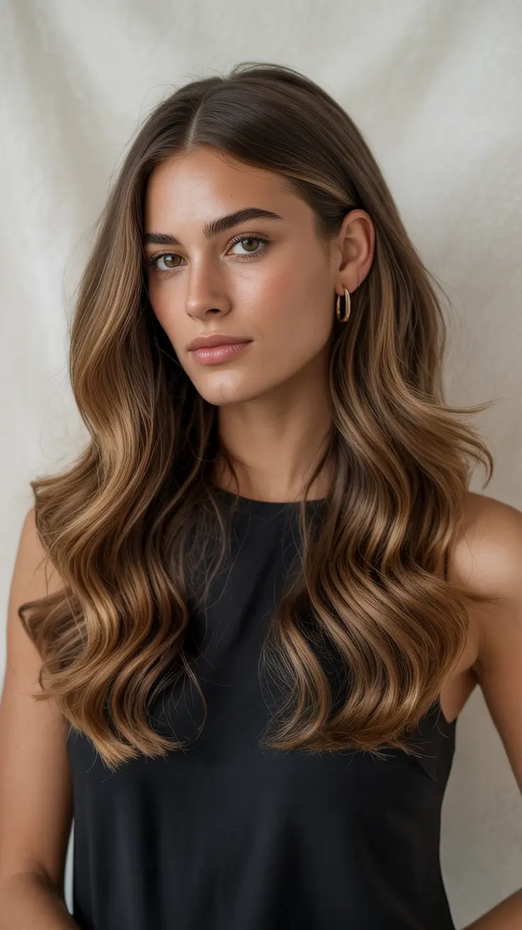 winter hair colors 2025-2026 for brunettes Subtle Balayage for Everyday Shine