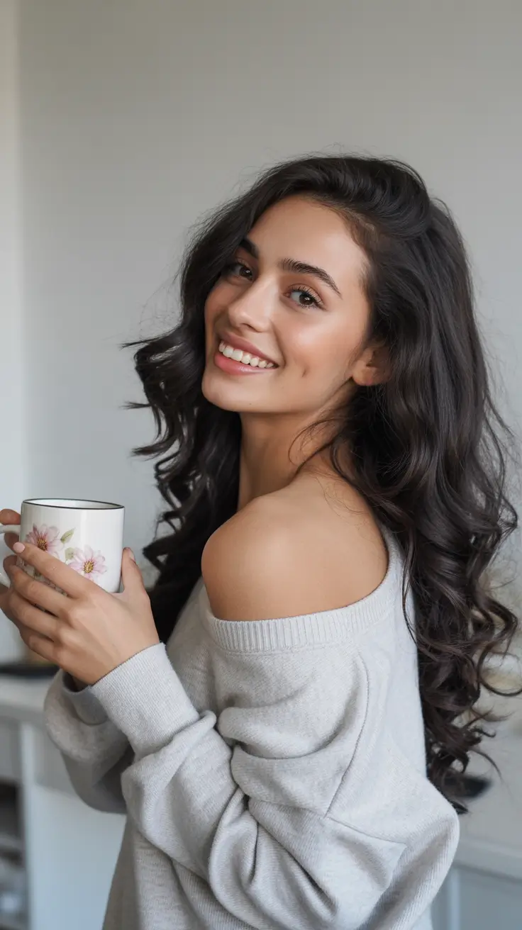 winter hair colors for brunettes 2025-2026 Playful Long Curls