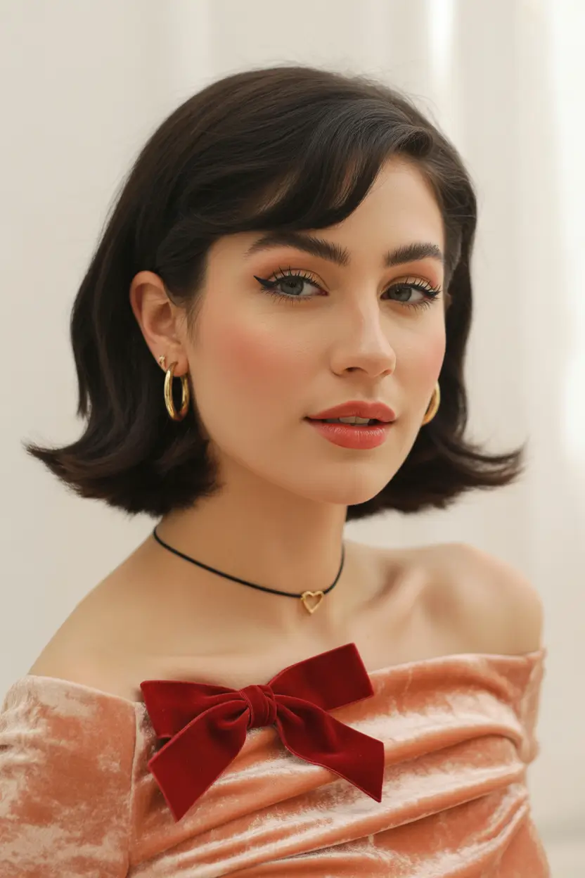 winter hair colors 2025-2026 Classic Short Brunette Bob