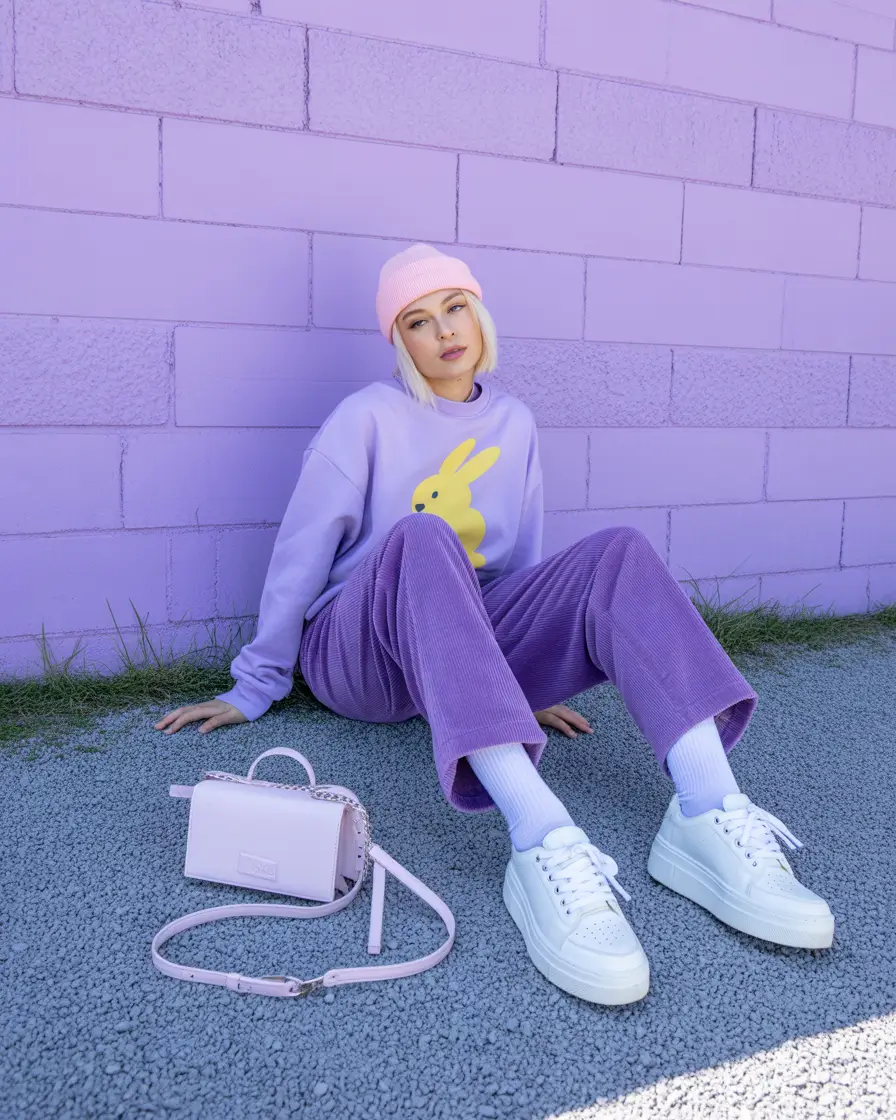 winter outfits aesthetic 2025-2026 Pastel Playground: Lavender Lounge Core