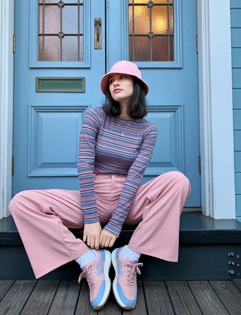 winter outfits aesthetic 2025-2026 Bubblegum Nostalgia: Pink With a Side of Sport
