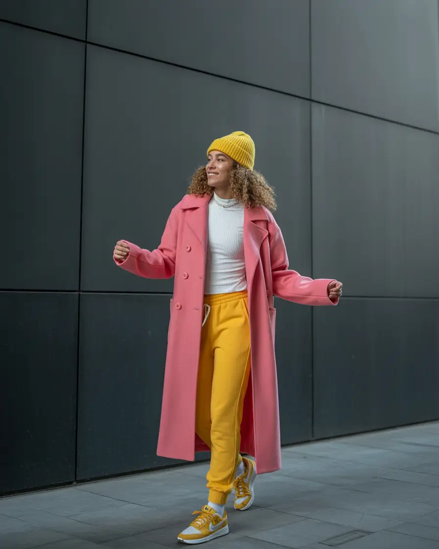 winter outfits aesthetic 2025-2026 Sunset Energy: Happy Coat Moments