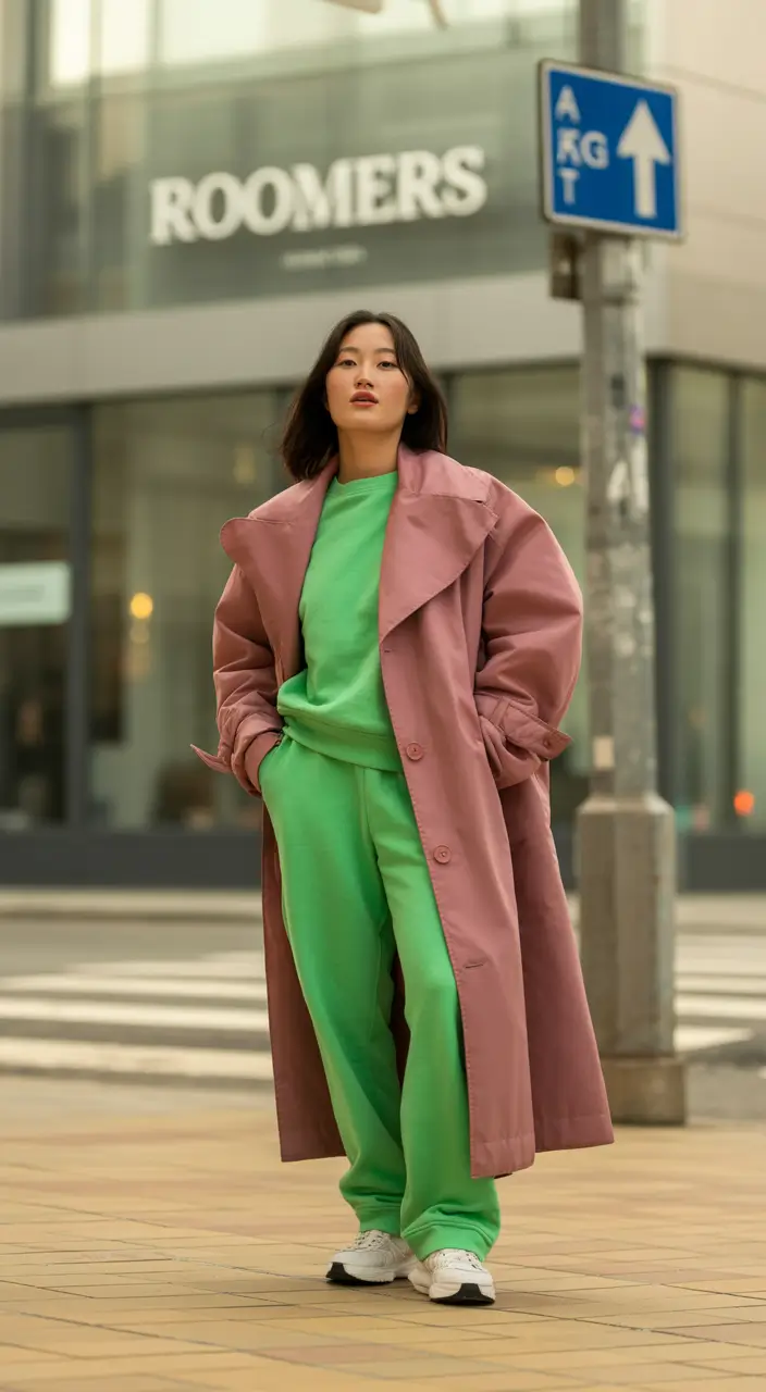 winter outfits aesthetic 2025-2026 Urban Chill in Muted Color Clash