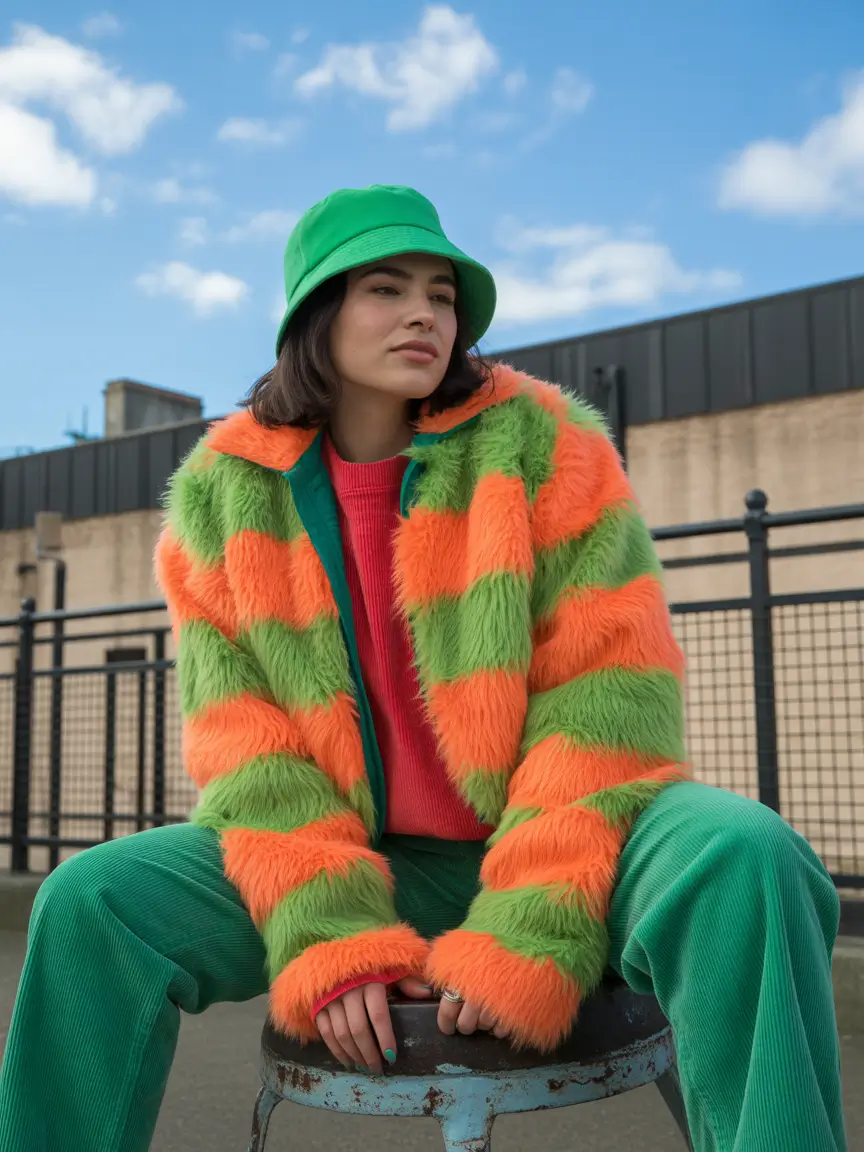 winter outfits aesthetic 2025-2026 Groovy Fur Clash with Street Cool