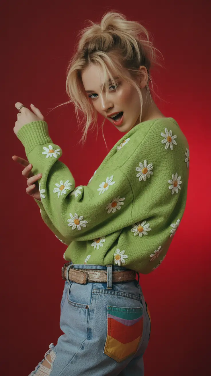 winter outfits aesthetic 2025-2026 Daisy Pop & Retro Drop: Playful Vintage Bloom