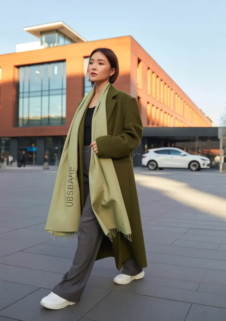 winter outfits aesthetic 2025-2026 Olive Sleek: Minimalist Power Layers