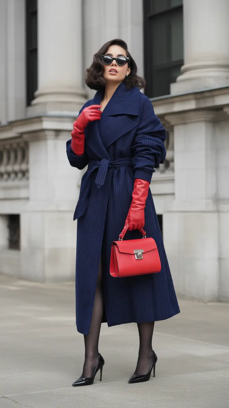 winter outfits cold 2025-2026 Midnight Blue with Scarlet Accents