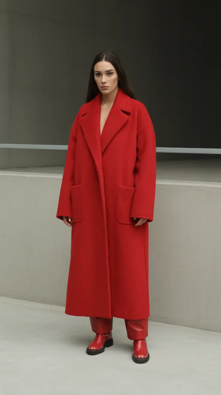 winter outfits cold 2025-2026 Red Oversized Minimalism