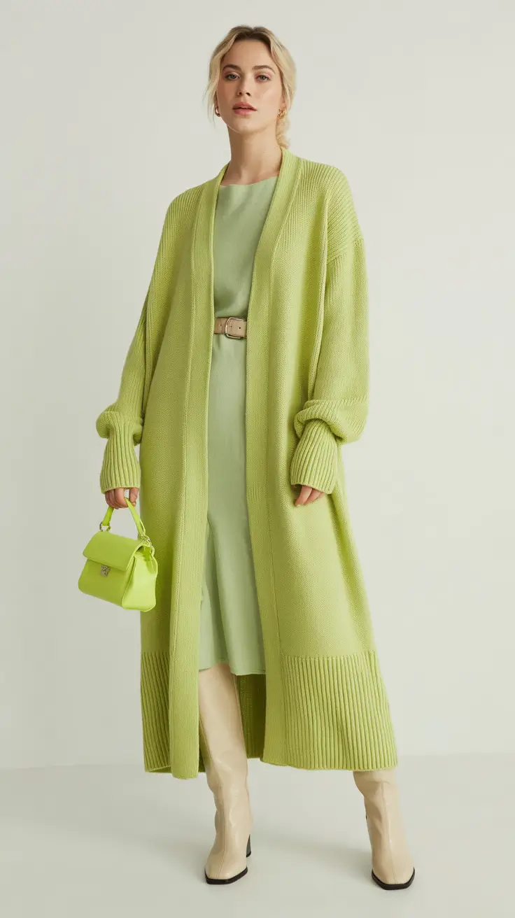 winter outfits cold 2025-2026 Lime Glow Against the Chill