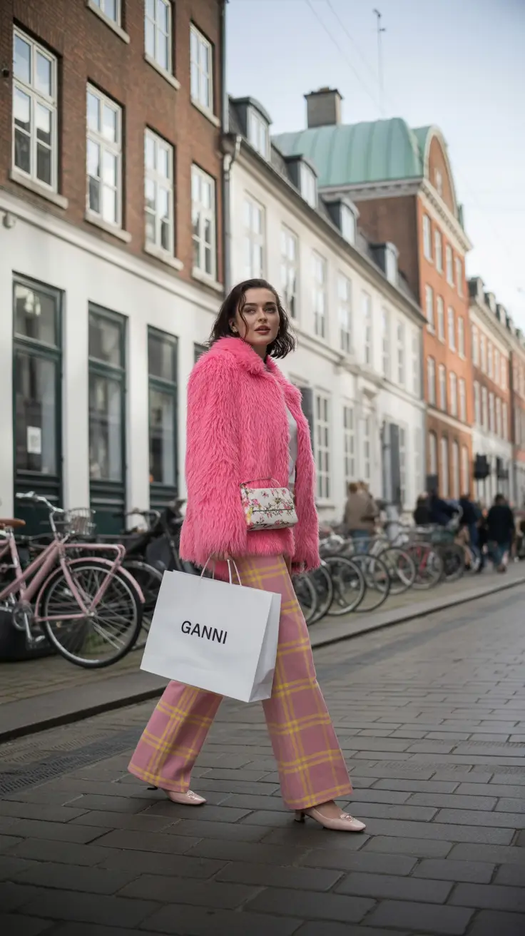 winter outfits inspiration 2025 Pink Maximalism on a Scandinavian Street