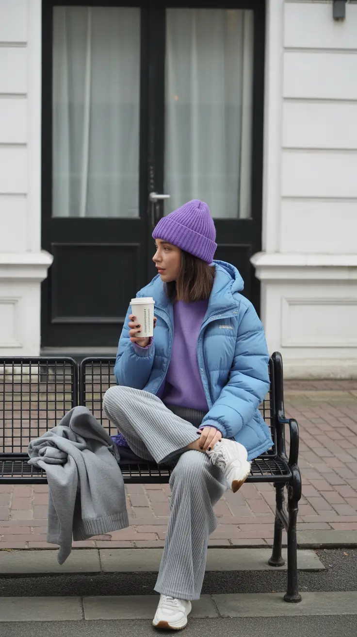 winter outfits inspiration 2025 Corduroy Cool & Cloudy Blues