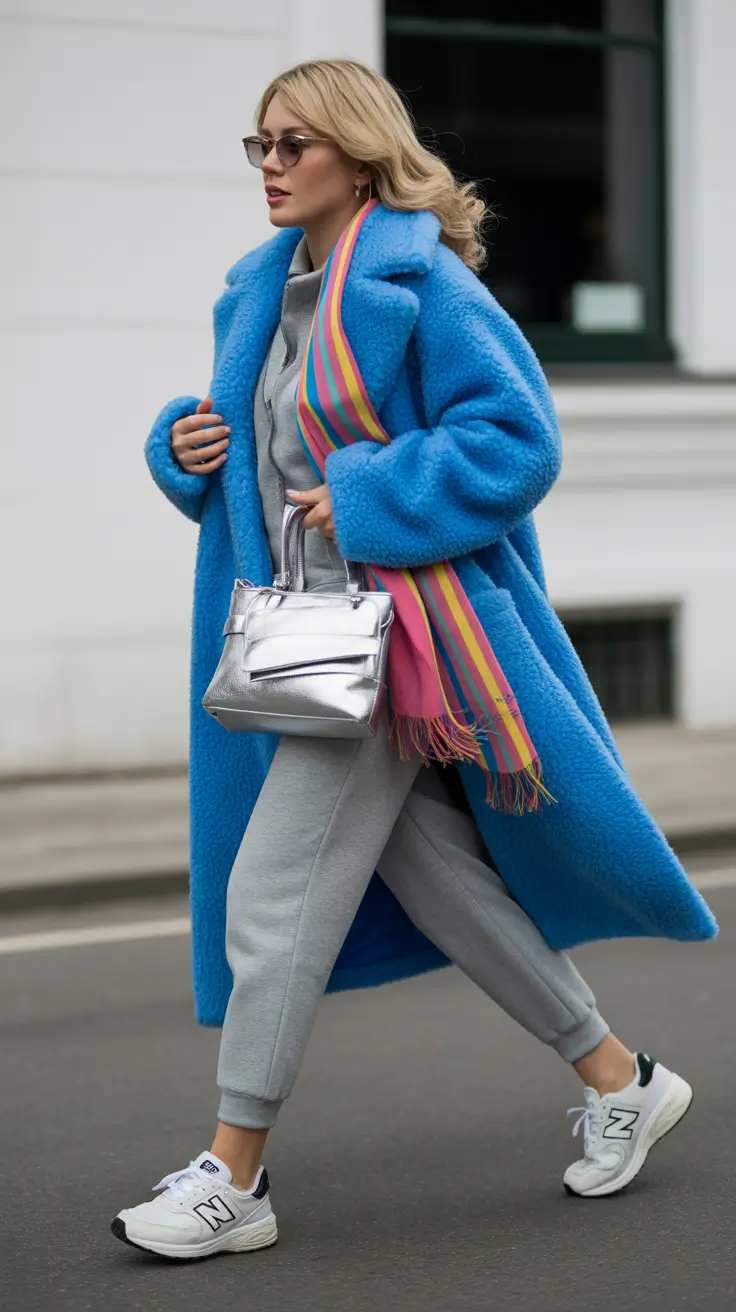 winter outfits inspiration 2025 Teddy Textures and Sporty Shine