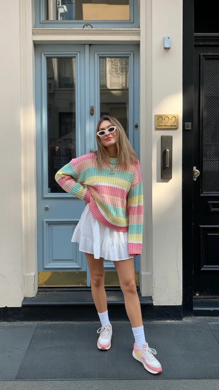 winter outfits inspiration 2025 Pastel Preppy for Snowy Sidewalks