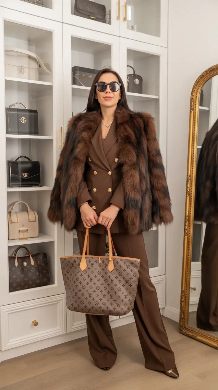 winter outfits over 40 2025-2026 Power Dressing in Chocolate Tones
