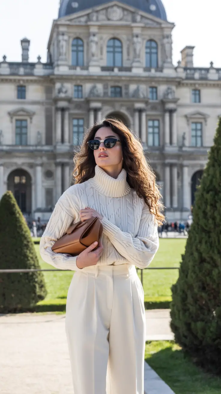 winter outfits over 40 2025-2026 Ivory Knit Perfection