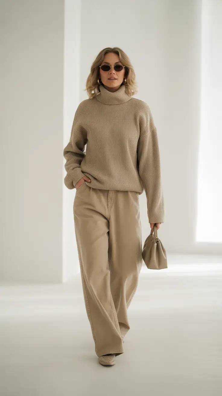 winter outfits over 40 2025-2026 Relaxed Neutrals with Effortless Edge