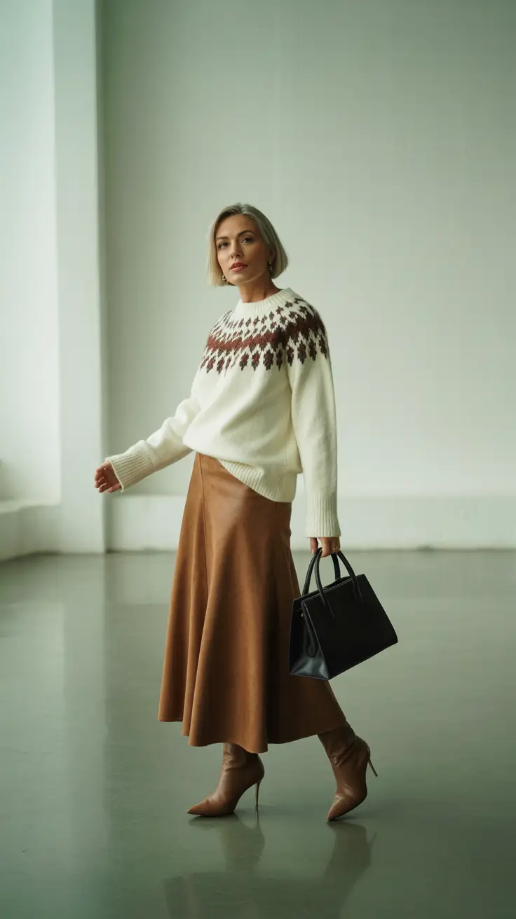 winter outfits over 40 2025-2026 Nordic Fair Isle Inspiration