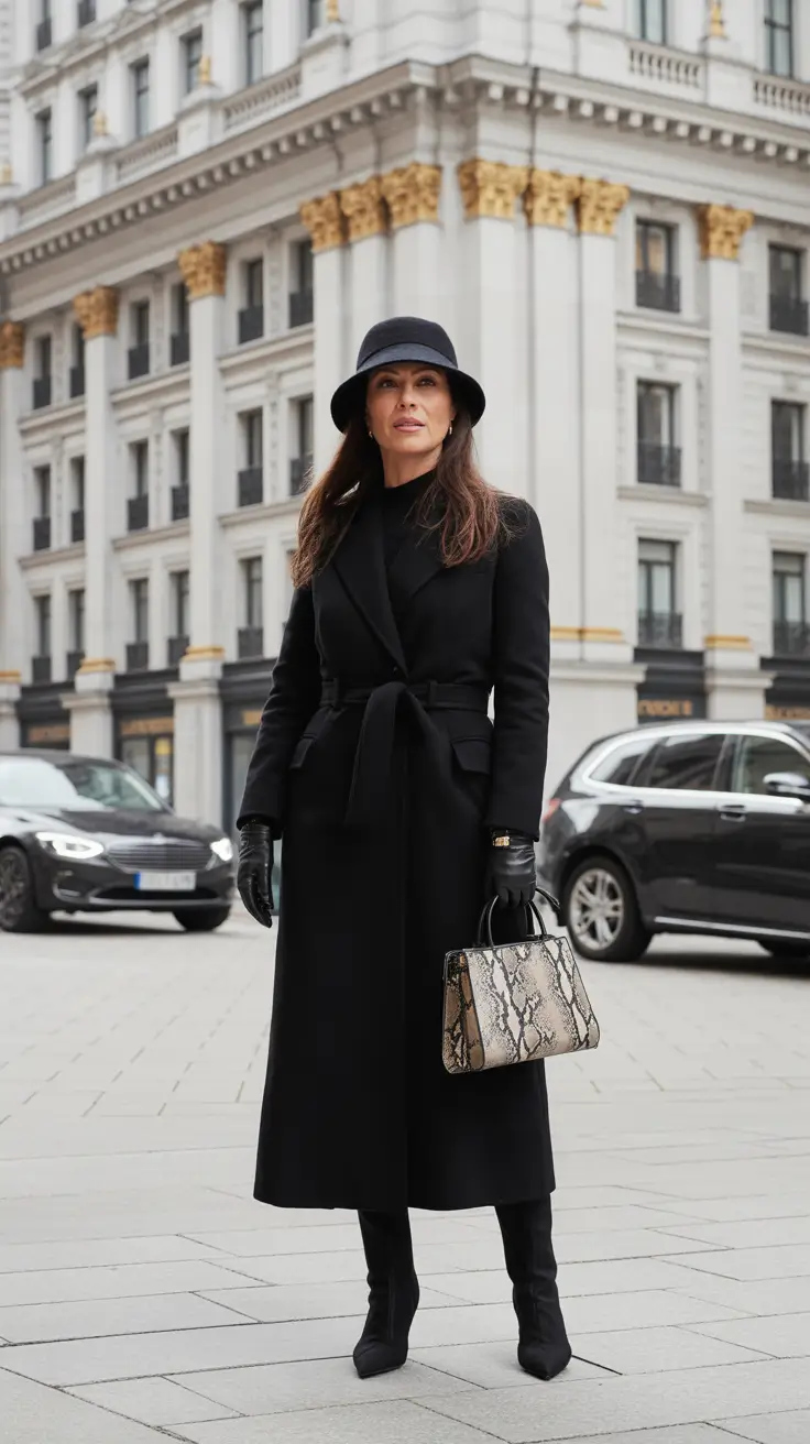 winter outfits over 40 2025-2026 All-Black Power Dressing