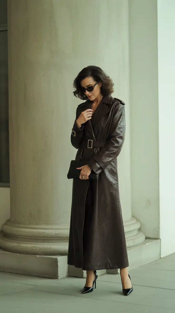 winter outfits over 40 2025-2026 Chocolate Leather Sophistication