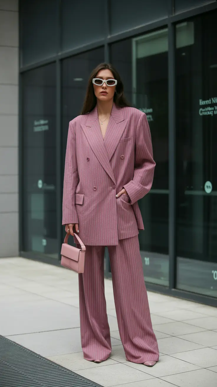 winter work outfits 2025-2026 Pink Power Suit Energy