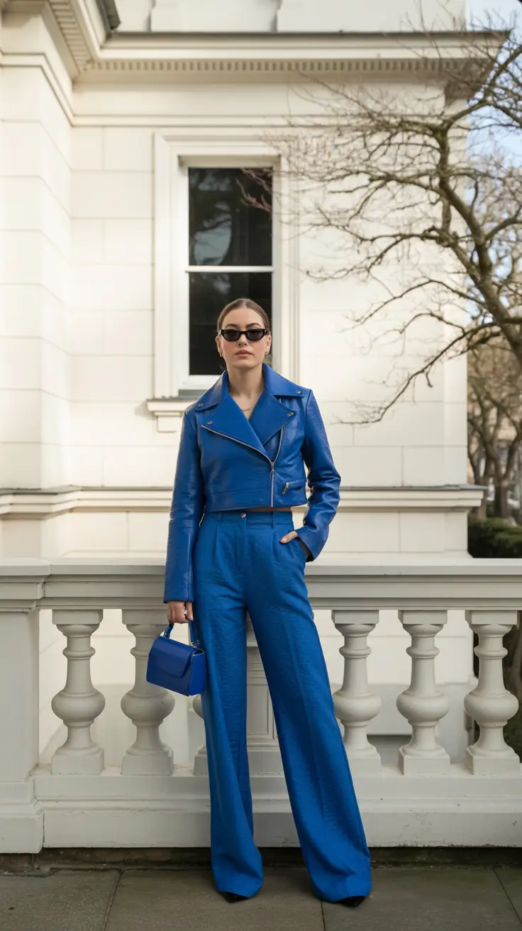 winter work outfits 2025-2026 Monochrome Royal Blue Mood