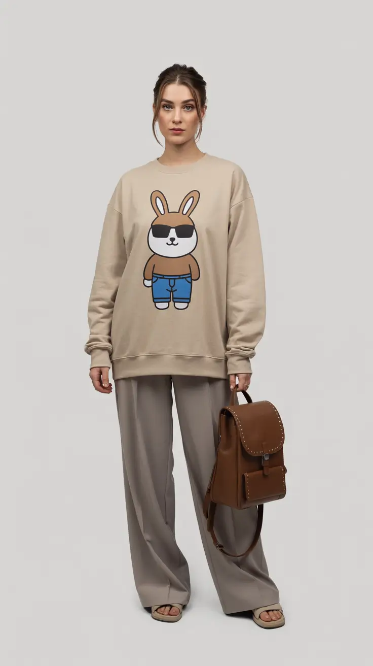 winter work outfits 2025-2026 Playful Graphic Neutrals for Cold Days