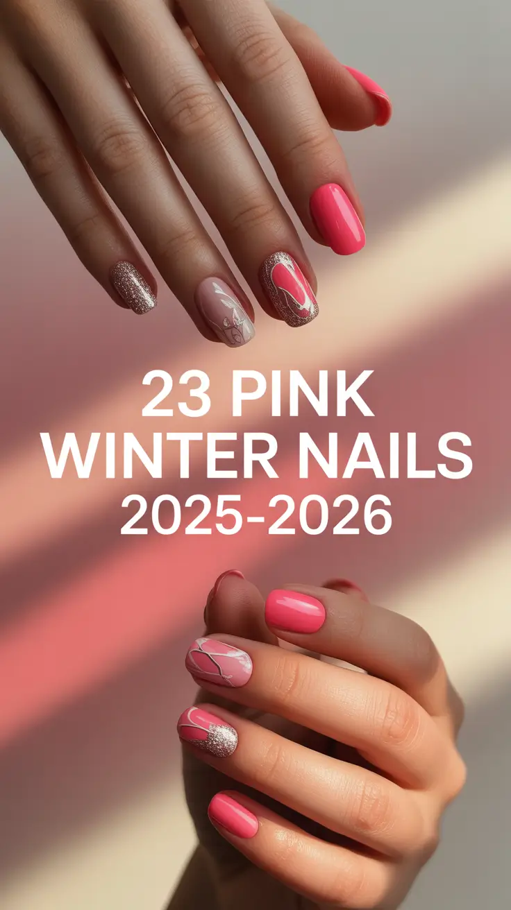Pink Winter Nails 2025–2026: Cute Glitter Designs & Soft Almond Ideas for the Season