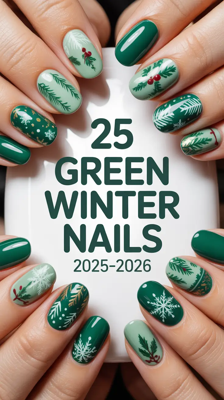 Green Winter Nails 2025–2026: Trendy Emerald, Sage & Olive Designs to Try This Season
